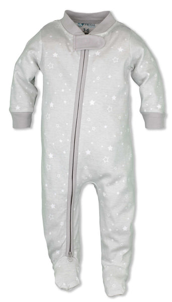 Baby Pajamas Unisex Grey Stars Zipper Sleeper