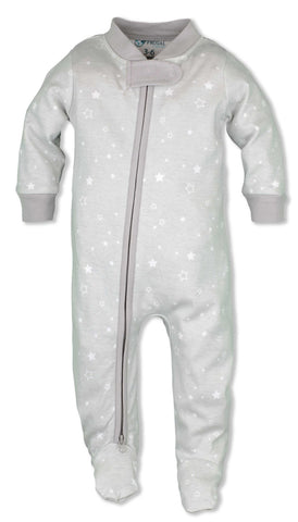 Baby Pajamas Unisex Grey Stars Zipper Sleeper