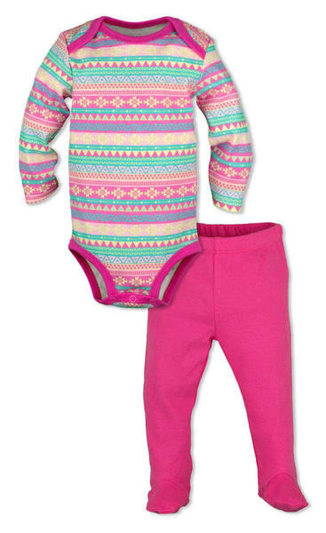 Pink Tribal 2-Piece Bodysuit Set