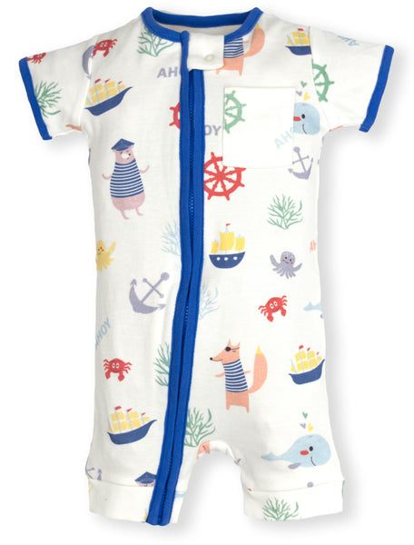 Pirates Zipper Romper- Organic Cotton