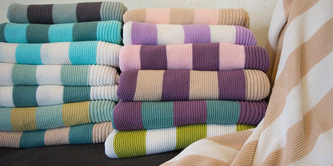 Organic Cotton Stripe Knit Blanket | 21 Colors