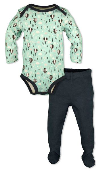 Teal Balloon 2-Piece Bodysuit Set