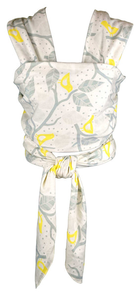 Organic Cotton Baby Wrap Carrier- Grey Branches & Yellow Birds Pattern