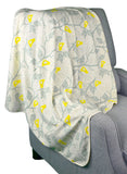 Organic Cotton 1 Layer Knit Baby Blanket- Grey Branches with Yellow Birds