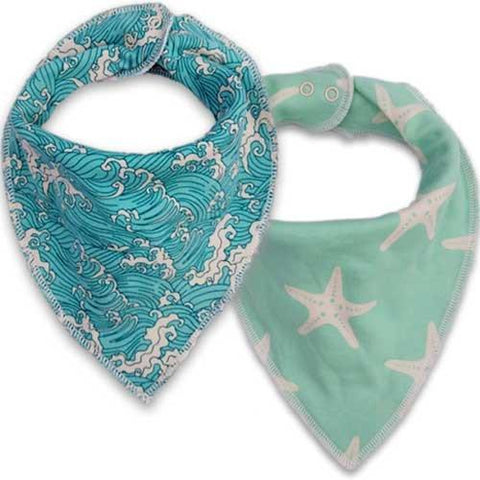 Bibs - Organic Cotton Bandana Drool Bibs Ocean (Set Of 2)