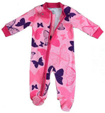 Baby Pajamas Pink Butterflies Zipper Sleeper