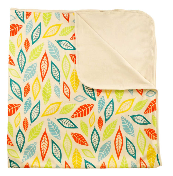 Organic Cotton 2 Layer Baby Blanket - Colorful Leaves