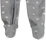 Baby Pajamas Grey Animals Organic Cotton Zipper Sleeper- Gender Neutral