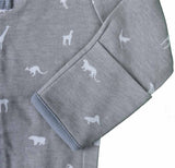 Baby Pajamas Grey Animals Organic Cotton Zipper Sleeper- Gender Neutral