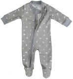 Baby Pajamas Grey Animals Organic Cotton Zipper Sleeper- Gender Neutral