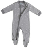 Baby Pajamas Unisex Grey Stars Zipper Sleeper