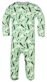 Snap Footie Romper - Teal Feathers