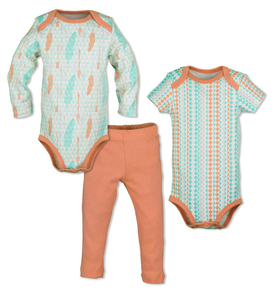 Salmon Feather 3-Piece Bodysuit Set