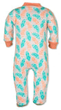 Baby Pajamas Organic Cotton Salmon Feathers Zipper Sleeper