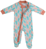 Baby Pajamas Organic Cotton Salmon Feathers Zipper Sleeper